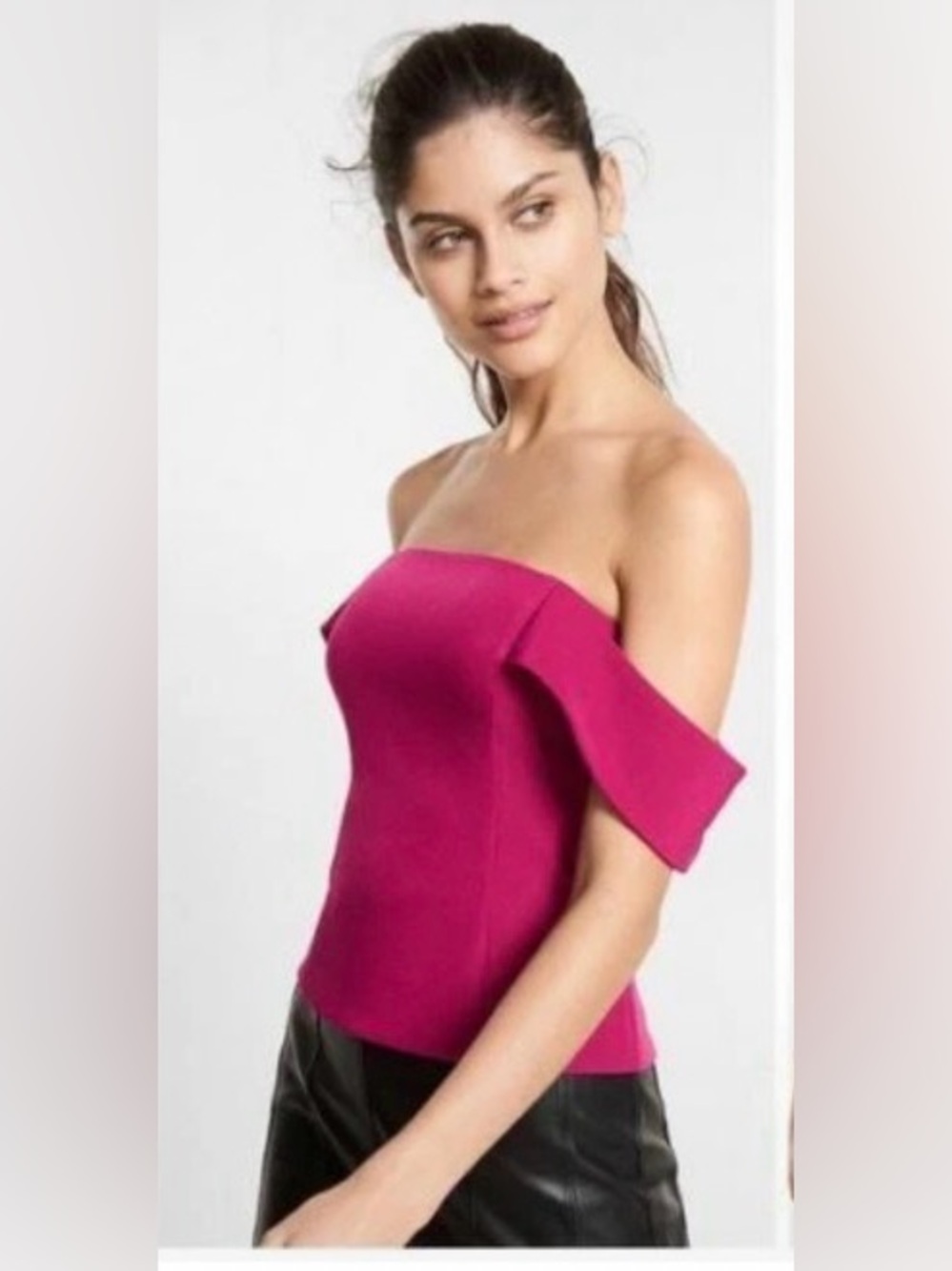 NWT Express Fuchsia Off Shoulder Foldover Bustier Crop Top Size 2